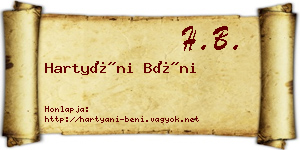 Hartyáni Béni névjegykártya
